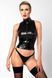 Топ Noir Handmade F324 Glam, XL, black, халтер, на блискавці, вінілові вставки, комір-стійка