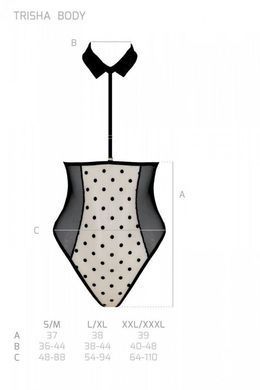 Еротичне боді Passion TRISHA BODY, XXL/XXXL, beige, з відкритими чашками