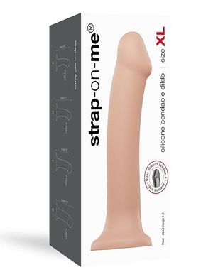 Насадка для страпону Strap-On-Me Dual Density Dildo Flesh XL, діаметр 4,5 см, двошарова, гнучка, Тілесний