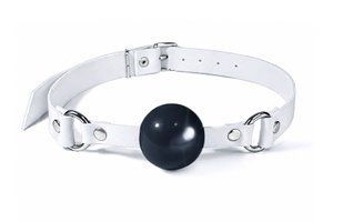Кляп силіконовий Feral Feelings Silicon Ball Gag White/Black, білий ремінець, чорна кулька
