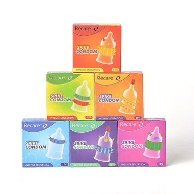 Насадка на член Recare Spike Condom Yellow (презерватив з вусиками та спіраллю шипів)