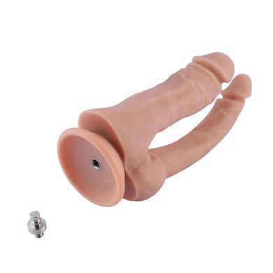 Двойной фаллоимитатор для секс-машин Hismith Double Penetrator, 7.46&Prime;, KlicLok и присоска