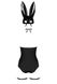 Еротичний костюм кролика Obsessive Bunny costume S/M, black, боді, чокер, гартери, панчохи, маска