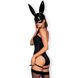 Еротичний костюм кролика Obsessive Bunny costume S/M, black, боді, чокер, гартери, панчохи, маска