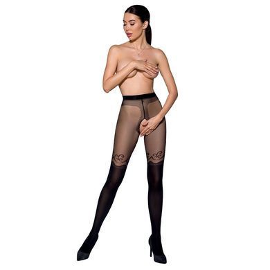 Колготки з відкритим доступом, подвійна щільність Passion TIOPEN 012 5 (20/40 den), black, Чорний