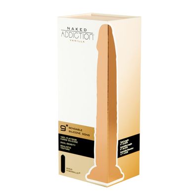 Фалоімітатор Naked Addiction — 9″ Silicone Dual Density Bendable Dildo Vanilla, віброкуля в подаруно