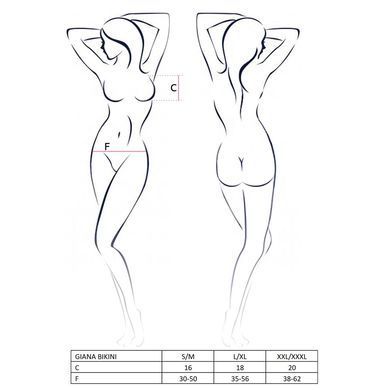 Комплект білизни Passion GIANA BIKINI XXL/XXXL, black, напівпрозорі ліф і трусики з бантиками, Чорний, XXL/XXXL, Чорний