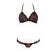 Комплект білизни Passion GIANA BIKINI XXL/XXXL, black, напівпрозорі ліф і трусики з бантиками, Чорний, XXL/XXXL, Чорний