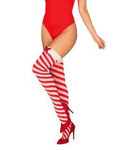 Чулки Obsessive Kissmas stockings L/XL