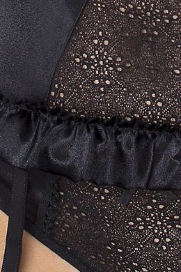 (SALE) Корсет с пажами CAROLYN CORSET black - Passion: шнуровка, трусики, 4XL\5XL, Черный