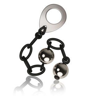 Вагинальные шарики Rocks Off Love in Chains, диаметр 2,5см, вес 140гр, Черный/серебристый