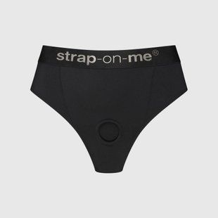 Трусики-бразиліана з фіксацією дилдо Strap-On-Me Harness Lingerie Idole &ndash; XS &ndash; Black, високі