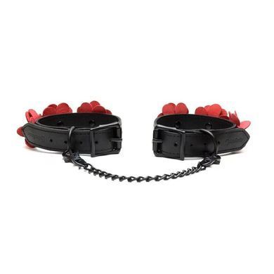 Поножі Liebe Seele Flower Rhythm - Black and Red Leather Flowers Hand Cuffs