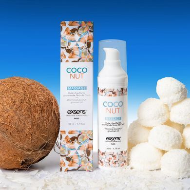 Масажна олія EXSENS Coconut 50 мл розігрівальна, без цукру, без парабенів, їстівна