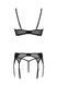 Комплект Passion LEAFA SET black, L/XL, мереживо+сітка, бюстгальтер на кісточках, стрінги, пояс для панчіх