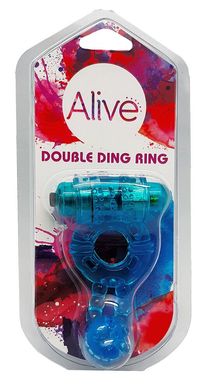 Эрекционное виброкольцо Alive Double Ding Ring Blue