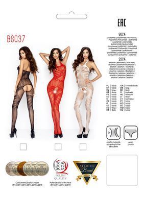 Бодістокінг Passion BS037 black, комбінезон, відкрита спина, халтер, Універсальний, Чорний