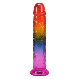 Фалоімітатор Doc Johnson Crystal Jellies - 7.5 Inch Dong - Rainbow