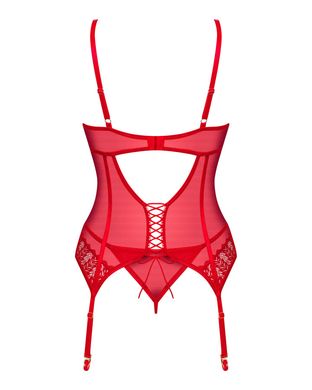 Комплект корсет та стрінги Obsessive Ingridia corset & thong XS/S, червоний