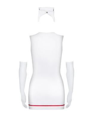 Эротический костюм медсестры Obsessive Emergency dress S/M, white, платье, стринги, перчатки, чепчик