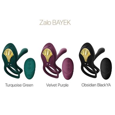 Смарт-эрекционное кольцо Zalo - BAYEK Turquoise Green, двойное с вводимой частью, пульт ДУ