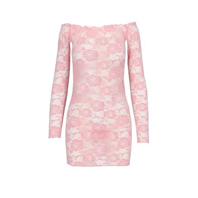 Прозрачная сорочка с длинным рукавом YOLANDA CHEMISE pink XXL/XXXL - Passion, трусики, Розовый, S/M, Розовый