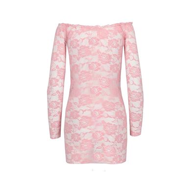 Прозрачная сорочка с длинным рукавом YOLANDA CHEMISE pink XXL/XXXL - Passion, трусики, Розовый, S/M, Розовый