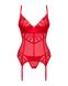 Комплект корсет та стрінги Obsessive Ingridia corset & thong XS/S, червоний