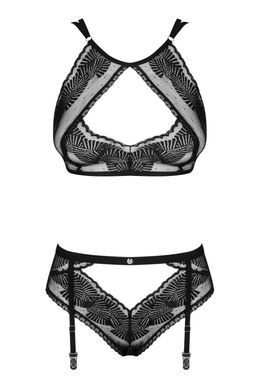 Комплект Obsessive Allastia 2-pcs set black L/XL, регульовані бретелі, багаторівнева застібка