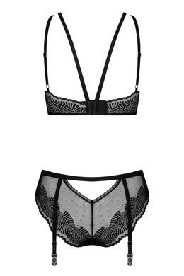 Комплект Obsessive Allastia 2-pcs set black L/XL, регульовані бретелі, багаторівнева застібка