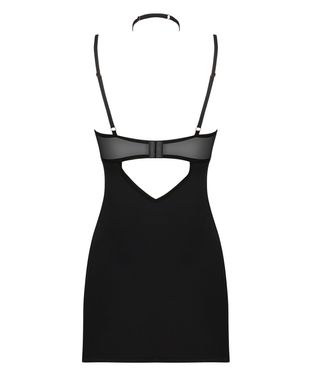 Сорочка Obsessive Selinne chemise & thong XS/S Black, стрінги, подвійні бретелі