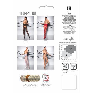 Еротичні колготки Passion TIOPEN 006 3/4 (30 den), white, з вирізом, імітація трусиків, Білий, 3/4