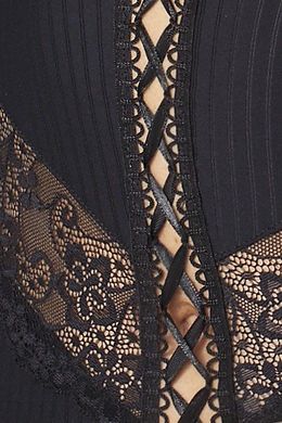 (SALE) Корсет с пажами ZOJA CORSET black - Passion, трусики, шнуровка, 6XL\7XL, Черный