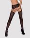 Панчохи-стокінги з рослинним малюнком Obsessive Garter stockings S206 black S/M/L чорні, імітація га