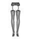 Панчохи-стокінги з рослинним малюнком Obsessive Garter stockings S206 black S/M/L чорні, імітація га