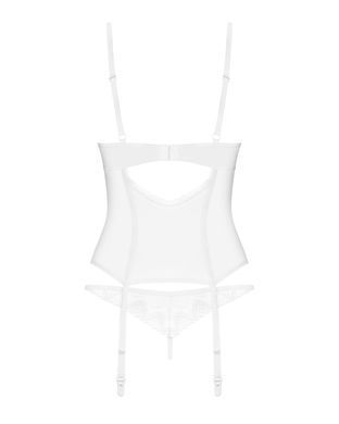 Корсет Obsessive Alissium corset&thong XL/2XL, гнучкі кісточки, відкрита спина, стрінги в комплекті
