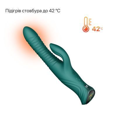 Смарт пульсатор-кролик з вібрацією Zalo Mose 2 Turquoise Green, підігрів до 42 &deg;C, кристал Swarovski