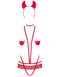 Эротический костюм чертика из стреп Obsessive Evilia teddy red L/XL, боди, чокер, накладки на соски,