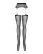 Сітчасті панчохи-стокінги з квітковим малюнком Obsessive Garter stockings S207 S/M/L, чорні, імітаці