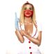 Эротический костюм медсестры «Исполнительная Луиза» L, халатик, шапочка, перчатки, маска, Белый/красный, XS/S