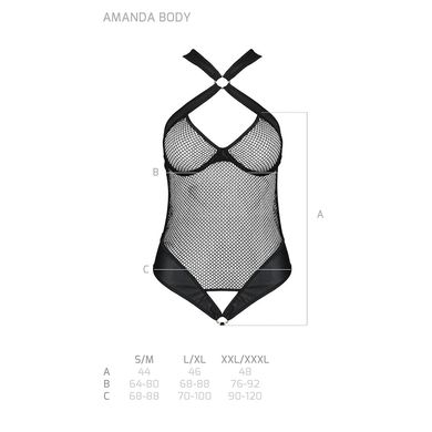 Сітчастий боді з халтером Passion Amanda Body L/XL, black, Чорний