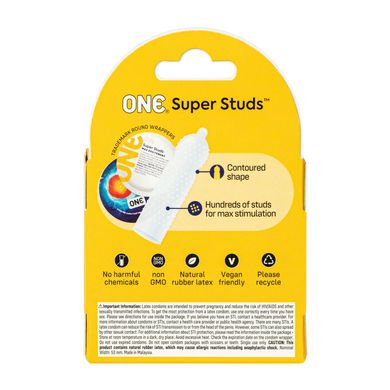 Презервативы ONE Super Studs 3 шт, картонная коробка