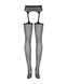 Сітчасті панчохи-стокінги з квітковим малюнком Obsessive Garter stockings S207 XL/XL, чорні, імітаці