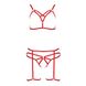 Комплект білизни Passion Exclusive MAGALI SET OpenBra S/M, red, стрепи, ліф, трусики і пояс, Червоний, S/M