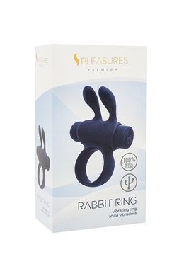 Ерекційне віброкільце S Pleasures Premium Rabbit Ring чорне, зі знімною віброкулею та вушками