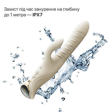 Смарт пульсатор-кролик з вібрацією Zalo Mose 2 Ivory White, підігрів до 42 &deg;C, кристал Swarovski