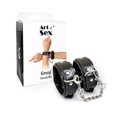 Наручники из экокожи Art of Sex - Handcuffs Emoji, цвет черный