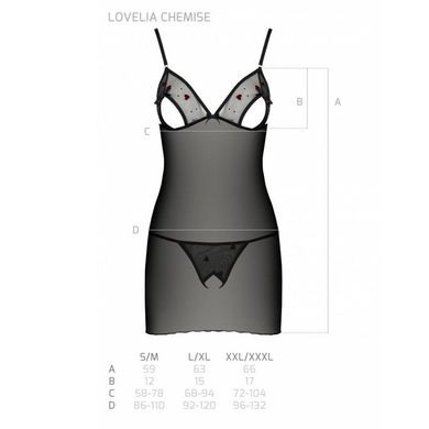 Сорочка с вырезами на груди + стринги LOVELIA CHEMISE black S/M - Passion