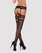 Панчохи-стокінги із комбінованою сіткою Obsessive Garter stockings S214 S/M/L, чорні, імітація гарте