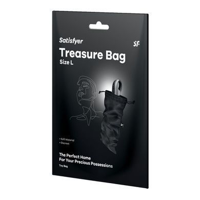 Мешочек для секс-игрушек Satisfyer Treasure Bag L, черный, на шнурке